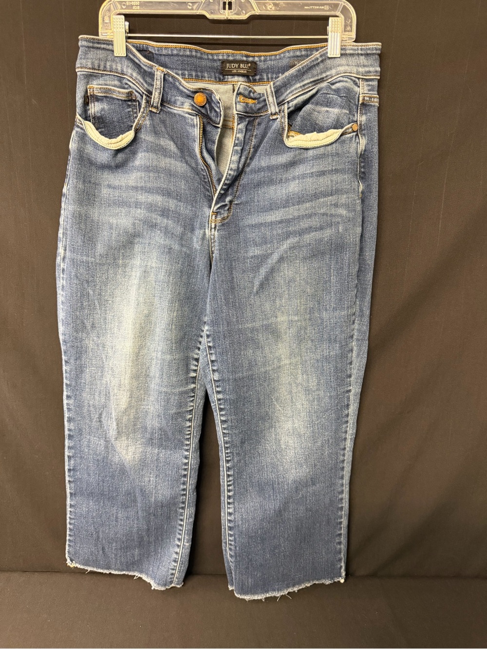 Judy Blue Wide Leg Jeans 16W High Rise Raw Hem Medium Wash Plus Size Denim